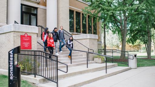 students walking on campus